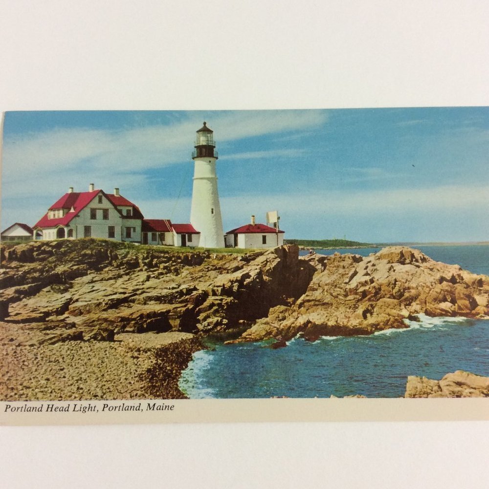 VINTAGE Post Card Portland Head Light Casco Bay